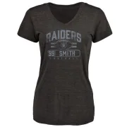 Aldon Smith Women's Oakland Raiders Flanker Tri-Blend T-Shirt - Black