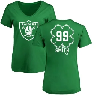 Aldon Smith Women's Oakland Raiders Green St. Patrick's Day Name & Number V-Neck T-Shirt