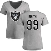 Aldon Smith Women's Oakland Raiders Name & Number Logo Slim Fit T-Shirt - Ash