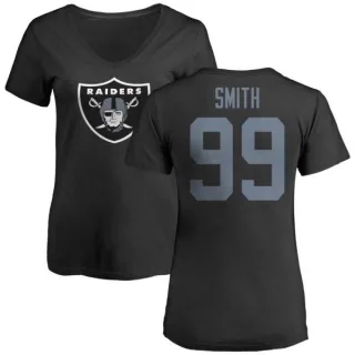 Aldon Smith Women's Oakland Raiders Name & Number Logo Slim Fit T-Shirt - Black