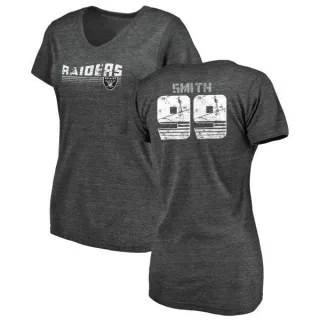 Aldon Smith Women's Oakland Raiders Retro Tri-Blend V-Neck T-Shirt - Black