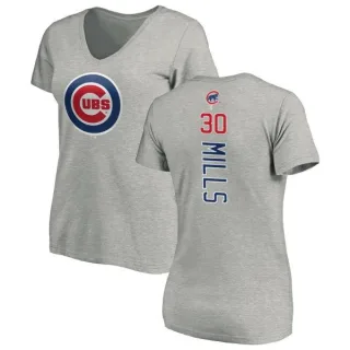 Alec Mills Women's Chicago Cubs Backer Slim Fit T-Shirt - Ash