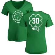 Alec Mills Women's Chicago Cubs Dubliner Name & Number V-Neck T-Shirt - Kelly Green