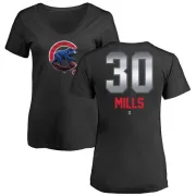 Alec Mills Women's Chicago Cubs Midnight Mascot V-Neck T-Shirt - Black