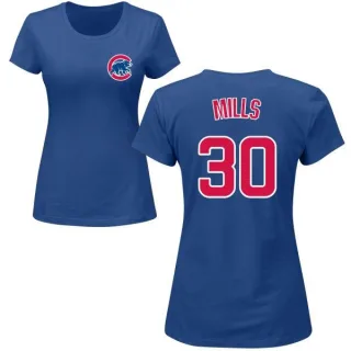 Alec Mills Women's Chicago Cubs Name & Number T-Shirt - Royal