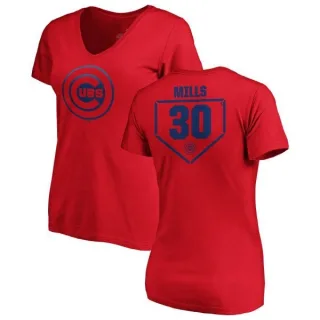 Alec Mills Women's Chicago Cubs RBI Slim Fit V-Neck T-Shirt - Red