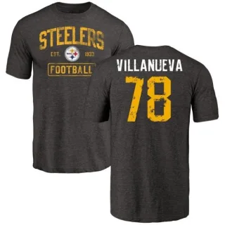 Alejandro Villanueva Pittsburgh Steelers Black Distressed Name & Number Tri-Blend T-Shirt