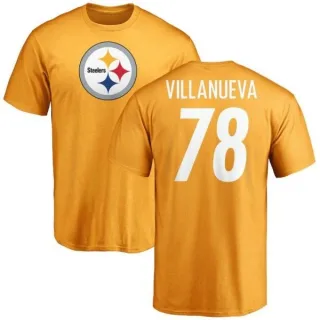 Alejandro Villanueva Pittsburgh Steelers Name & Number Logo T-Shirt - Gold