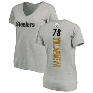 Alejandro Villanueva Women's Pittsburgh Steelers Backer V-Neck T-Shirt - Ash