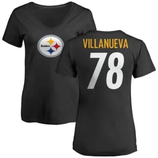 Alejandro Villanueva Women's Pittsburgh Steelers Name & Number Logo Slim Fit T-Shirt - Black