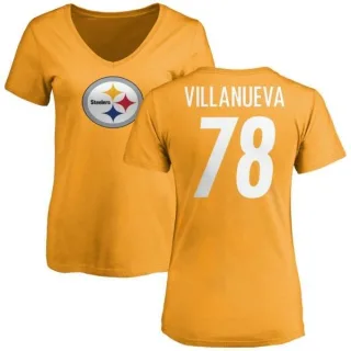 Alejandro Villanueva Women's Pittsburgh Steelers Name & Number Logo Slim Fit T-Shirt - Gold