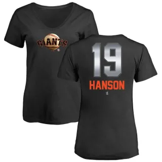 Alen Hanson Women's San Francisco Giants Midnight Mascot V-Neck T-Shirt - Black