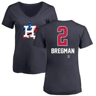 Alex Bregman Women's Houston Astros Name and Number Banner Wave V-Neck T-Shirt - Navy