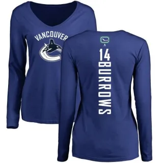 Alex Burrows Women's Vancouver Canucks Backer V-Neck Long-Sleeve T-Shirt - Royal