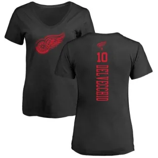 Alex Delvecchio Women's Detroit Red Wings One Color Backer T-Shirt - Black