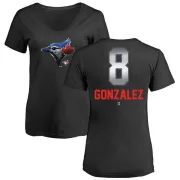 Alex Gonzalez Women's Toronto Blue Jays Midnight Mascot V-Neck T-Shirt - Black