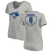 Alex Gonzalez Women's Toronto Blue Jays RBI Slim Fit V-Neck T-Shirt - Heathered Gray