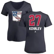 Alex Kovalev Women's New York Rangers Name and Number Banner Wave V-Neck T-Shirt - Navy