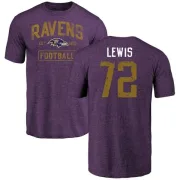 Alex Lewis Baltimore Ravens Purple Distressed Name & Number Tri-Blend T-Shirt