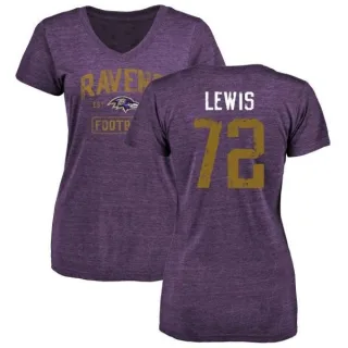 Alex Lewis Women's Baltimore Ravens Purple Distressed Name & Number Tri-Blend V-Neck T-Shirt