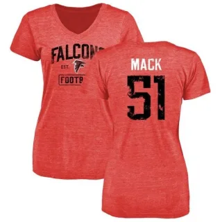 Alex Mack Women's Atlanta Falcons Distressed Name & Number Tri-Blend T-Shirt - Red