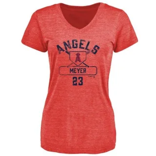 Alex Meyer Women's Los Angeles Angels of Anaheim Base Runner Tri-Blend T-Shirt - Red