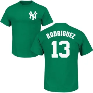 Alex Rodriguez New York Yankees St. Patrick's Day Name & Number T-Shirt - Green