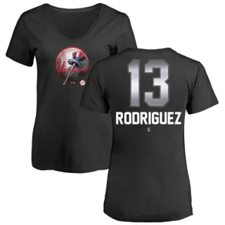 Alex Rodriguez Women's New York Yankees Midnight Mascot V-Neck T-Shirt - Black