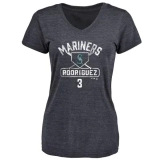 Alex Rodriguez Women's Seattle Mariners Base Runner Tri-Blend T-Shirt - Navy