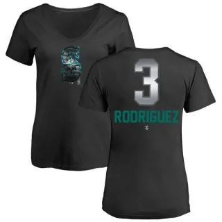 Alex Rodriguez Women's Seattle Mariners Midnight Mascot V-Neck T-Shirt - Black