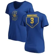 Alex Rodriguez Women's Seattle Mariners RBI Slim Fit V-Neck T-Shirt - Royal