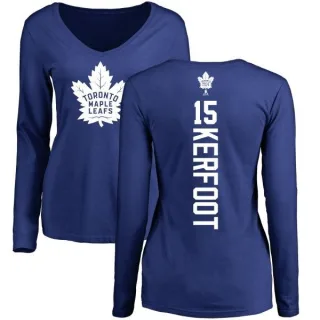 Alexander Kerfoot Women's Toronto Maple Leafs Backer V-Neck Long-Sleeve T-Shirt - Royal