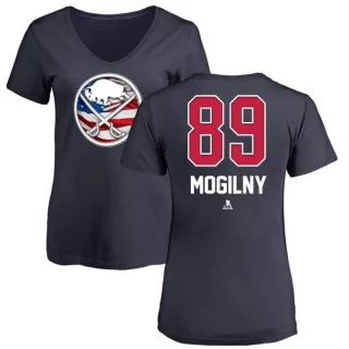 Alexander Mogilny Women's Buffalo Sabres Name and Number Banner Wave V-Neck T-Shirt - Navy