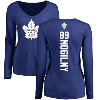 Alexander Mogilny Women's Toronto Maple Leafs Backer V-Neck Long-Sleeve T-Shirt - Royal