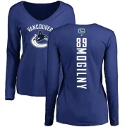 Alexander Mogilny Women's Vancouver Canucks Backer V-Neck Long-Sleeve T-Shirt - Royal