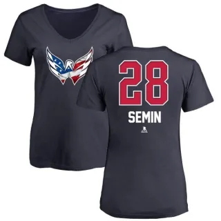 Alexander Semin Women's Washington Capitals Name and Number Banner Wave V-Neck T-Shirt - Navy