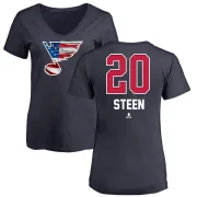 Alexander Steen Women's St. Louis Blues Name and Number Banner Wave V-Neck T-Shirt - Navy