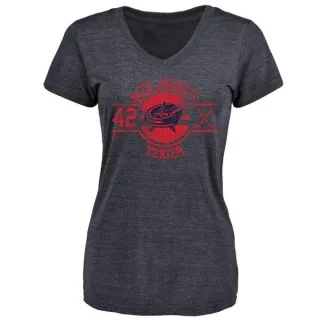 Alexandre Texier Women's Columbus Blue Jackets Insignia Tri-Blend T-Shirt - Navy