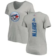 Alfredo Griffin Women's Toronto Blue Jays Backer Slim Fit T-Shirt - Ash