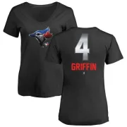 Alfredo Griffin Women's Toronto Blue Jays Midnight Mascot V-Neck T-Shirt - Black