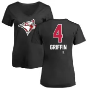 Alfredo Griffin Women's Toronto Blue Jays Name and Number Banner Wave V-Neck T-Shirt - Black