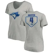 Alfredo Griffin Women's Toronto Blue Jays RBI Slim Fit V-Neck T-Shirt - Heathered Gray