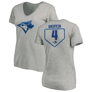 Alfredo Griffin Women's Toronto Blue Jays RBI Slim Fit V-Neck T-Shirt - Heathered Gray