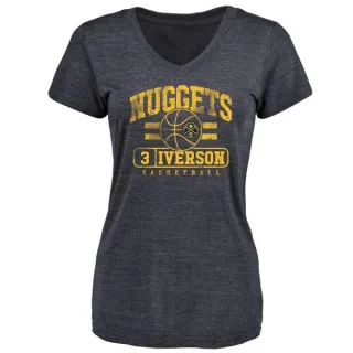 Allen Iverson Women's Denver Nuggets Navy Baseline Tri-Blend T-Shirt