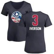 Allen Iverson Women's Denver Nuggets Navy Name and Number Banner Wave V-Neck T-Shirt