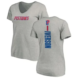 Allen Iverson Women's Detroit Pistons Ash Backer T-Shirt