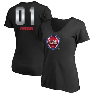 Allen Iverson Women's Detroit Pistons Black Midnight Mascot T-Shirt