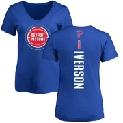 Allen Iverson Women's Detroit Pistons Royal Backer T-Shirt