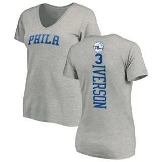 Allen Iverson Women's Philadelphia 76ers Ash Backer T-Shirt