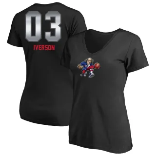 Allen Iverson Women's Philadelphia 76ers Black Midnight Mascot T-Shirt